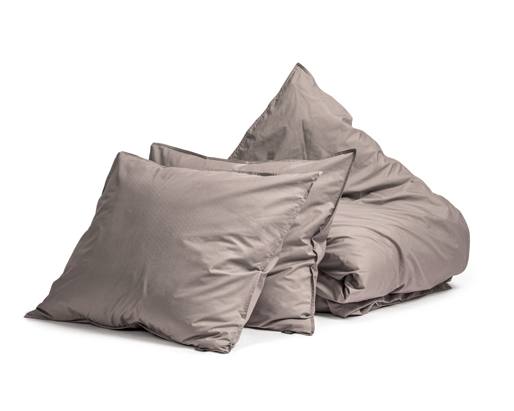 Dekbedovertrek Egyptisch katoen perkal effen taupe 240 x 200/260 cm, met kussenslopen 80 x 80 cm