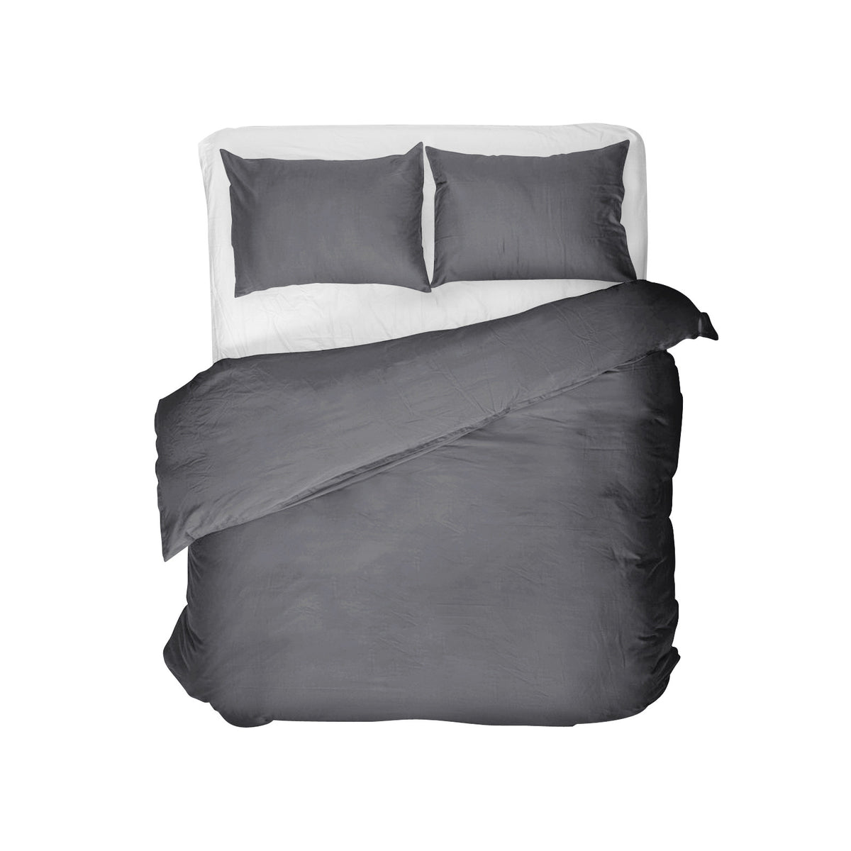Dekbedovertrek Egyptisch katoen perkal T200 antraciet 140 x 200/260 cm, met kussenslopen 80 x 80 cm