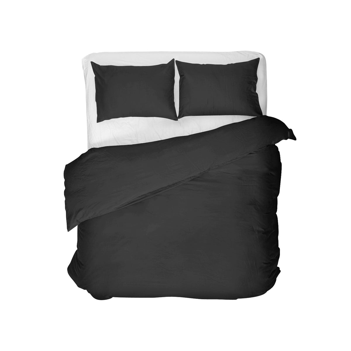 Dekbedovertrek Egyptisch katoen perkal effen zwart 140 x 200/260 cm, met hotelsluiting kussenslopen 80 x 80 cm