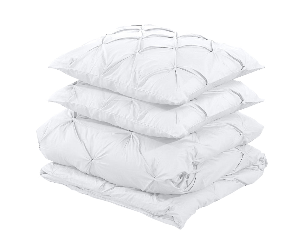 Dekbedovertrek katoen pintuck Salvador wit 240 x 220 cm, met kussenslopen 60 x 70 cm