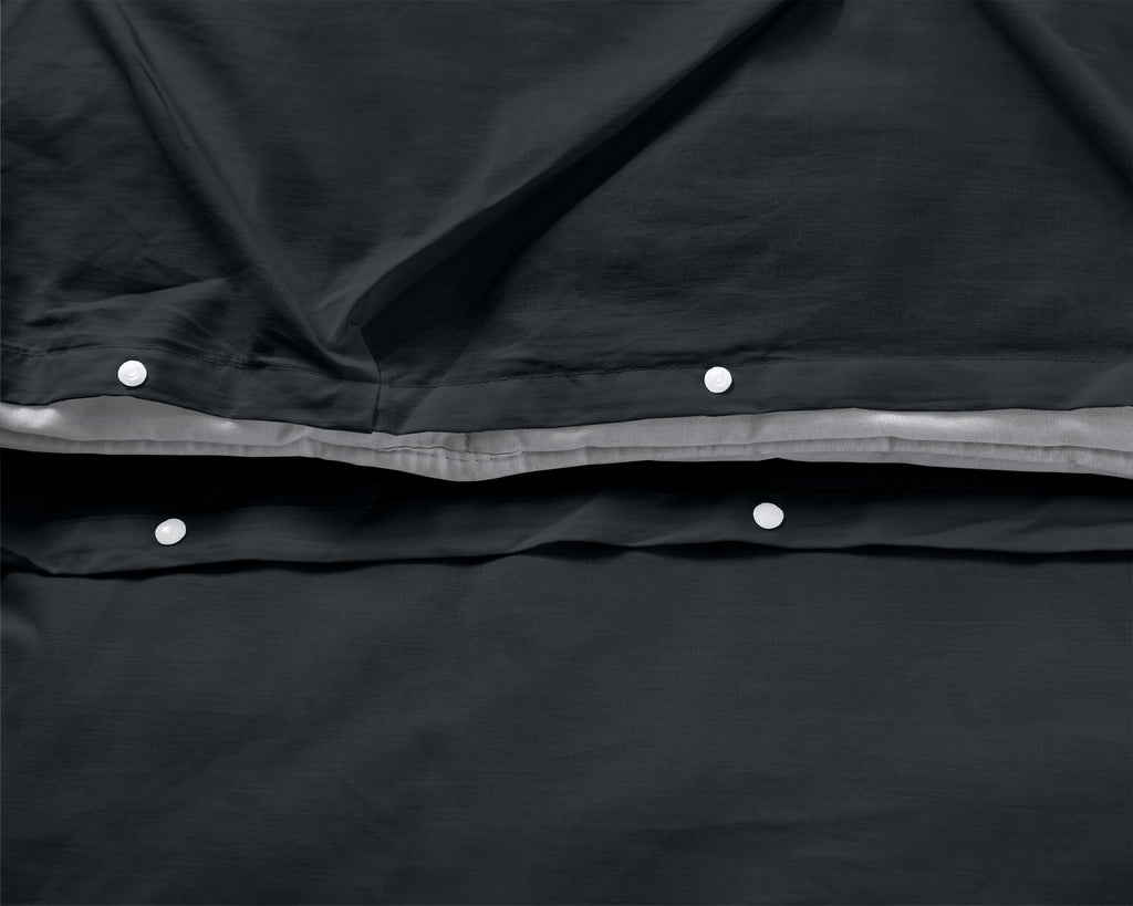Dekbedovertrek katoen pintuck Salvador zwart 140 x 220 cm, met kussensloop 60 x 70 cm