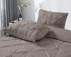 Dekbedovertrek katoen pintuck Salvador taupe 200 x 220 cm, met 2 kussenslopen 60 x 70 cm