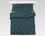 Dekbedovertrek katoen ranforce pintuck donkergroen 140 x 220 cm, met 1 kussensloop 60 x 70 cm