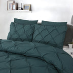 Dekbedovertrek katoen pintuck Salvador donkergroen 200 x 220 cm, met 2 kussenslopen 60 x 70 cm