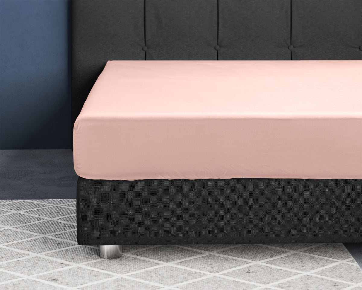 Hoeslaken katoensatijn roze 90 x 220 cm, hoekhoogte 30 cm, voor de slaapkamer