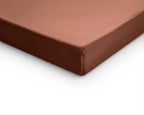 Hoeslaken topper katoensatijn T210 bruin 90 x 200 cm, hoekhoogte 15 cm