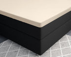 Hoeslaken katoensatijn T210 zand 180 x 200 cm voor topper, hoekhoogte 15 cm