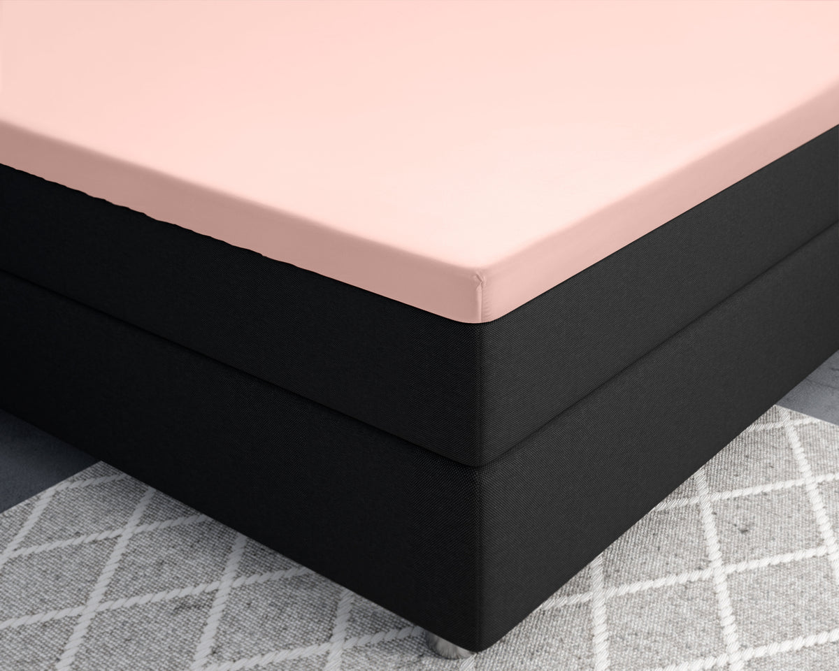 Hoeslaken topper katoensatijn T210 roze 180 x 200 cm, voor oplegmatrassen tot 12 cm