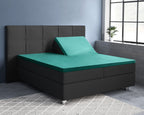 Splittopper hoeslaken katoensatijn donkergroen 180 x 200 cm, hoekhoogte 15 cm, voor split-oplegmatras