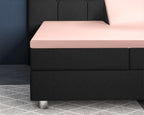 Splittopper hoeslaken katoensatijn roze 180 x 200 cm, hoekhoogte 15 cm, T210, voor split-oplegmatrassen