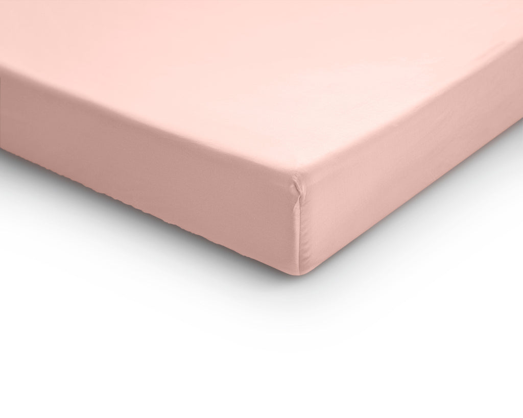 Splittopper hoeslaken katoensatijn roze 180 x 200 cm, hoekhoogte 15 cm, T210, voor split-oplegmatrassen