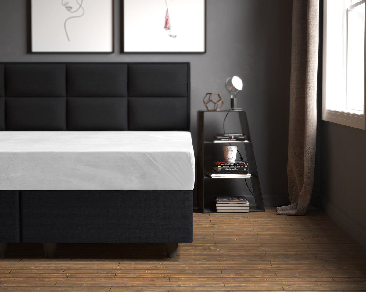 Hoeslaken fluweel polyester wit 160 x 200 cm, hoekhoogte 30 cm, voor tweepersoonsbed