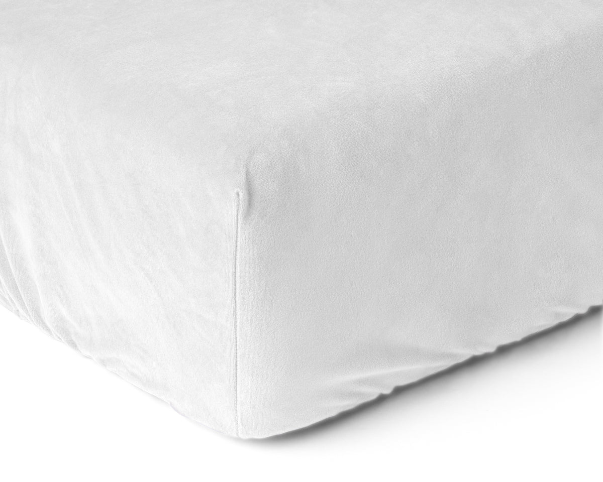 Hoeslaken fluweel polyester wit 160 x 200 cm, hoekhoogte 30 cm, voor tweepersoonsbed