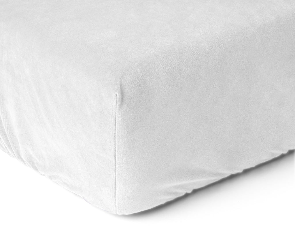 Hoeslaken velours fluweel polyester wit 180 x 200 cm, hoekhoogte 30 cm, voor de slaapkamer