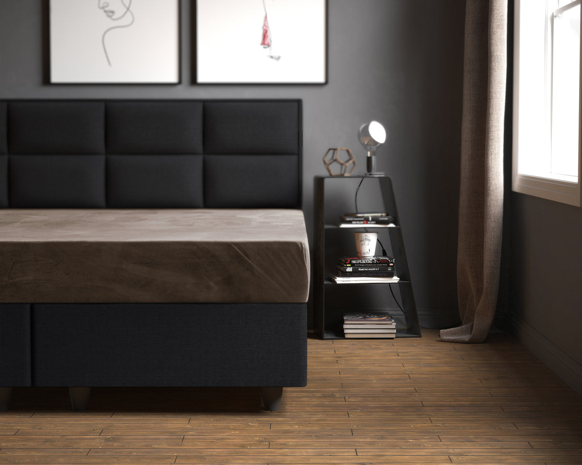 Hoeslaken fluweel polyester taupe 140 x 200 cm met hoekhoogte 30 cm, voor de slaapkamer