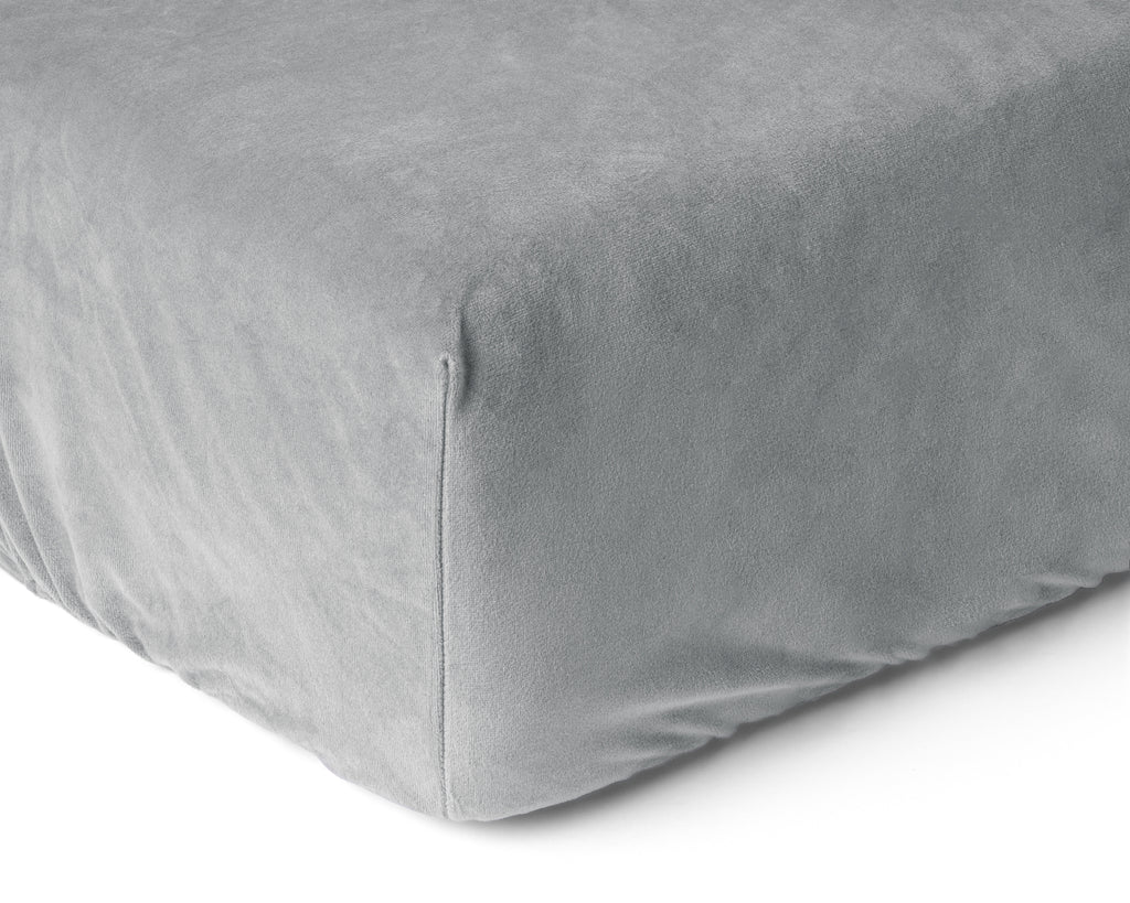 Hoeslaken fluweel polyester grijs 160 x 200 cm, hoekhoogte 30 cm, zacht en warm voor de winter