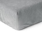 Hoeslaken fluweel polyester grijs 160 x 200 cm, hoekhoogte 30 cm, zacht en warm voor de winter