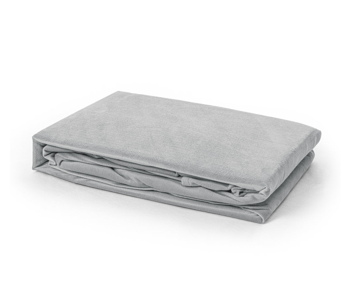 Hoeslaken fluweel polyester grijs 160 x 200 cm, hoekhoogte 30 cm, zacht en warm voor de winter