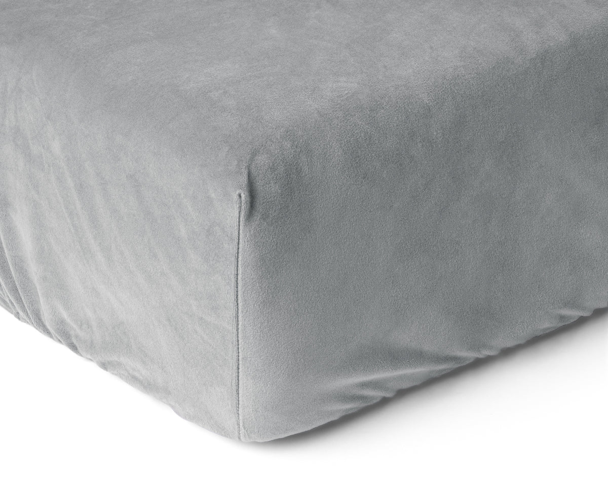 Hoeslaken fluweel polyester grijs 180 x 200 cm, hoekhoogte 30 cm, voor de slaapkamer