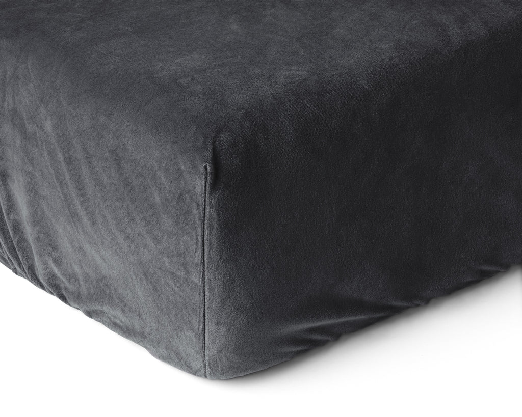 Hoeslaken fluweel polyester antraciet 140 x 200 cm, hoekhoogte 30 cm, voor de wasdroger