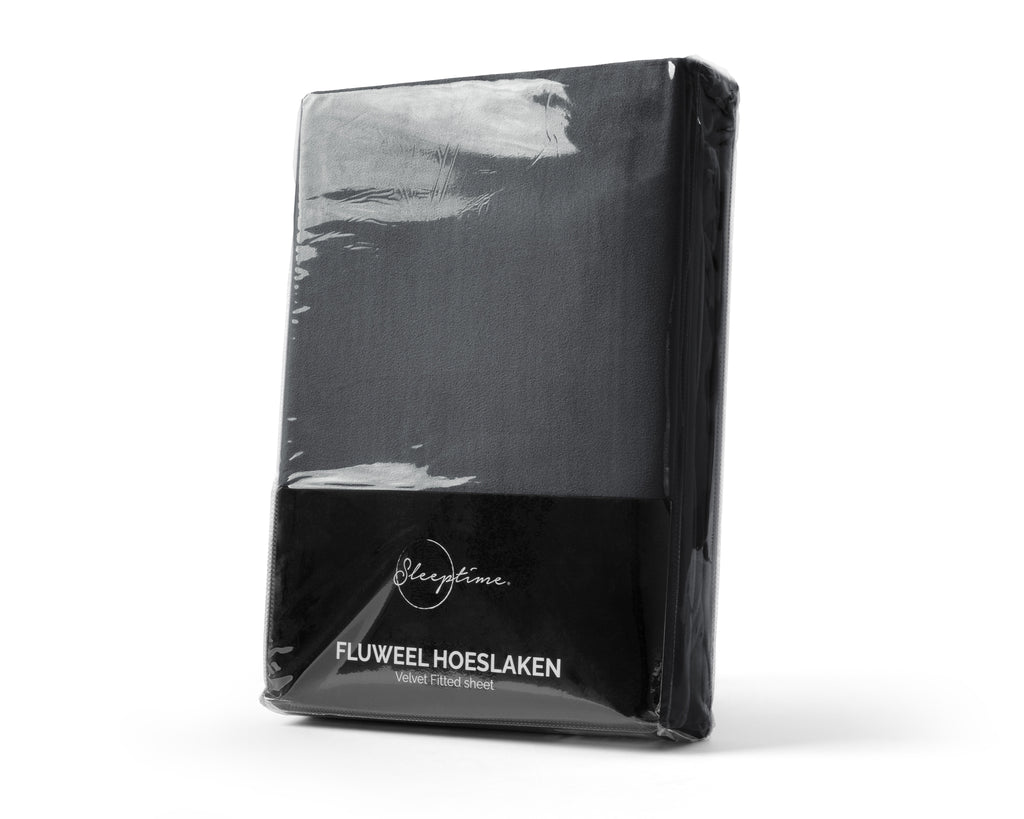Hoeslaken fluweel polyester antraciet 140 x 200 cm, hoekhoogte 30 cm, voor de wasdroger