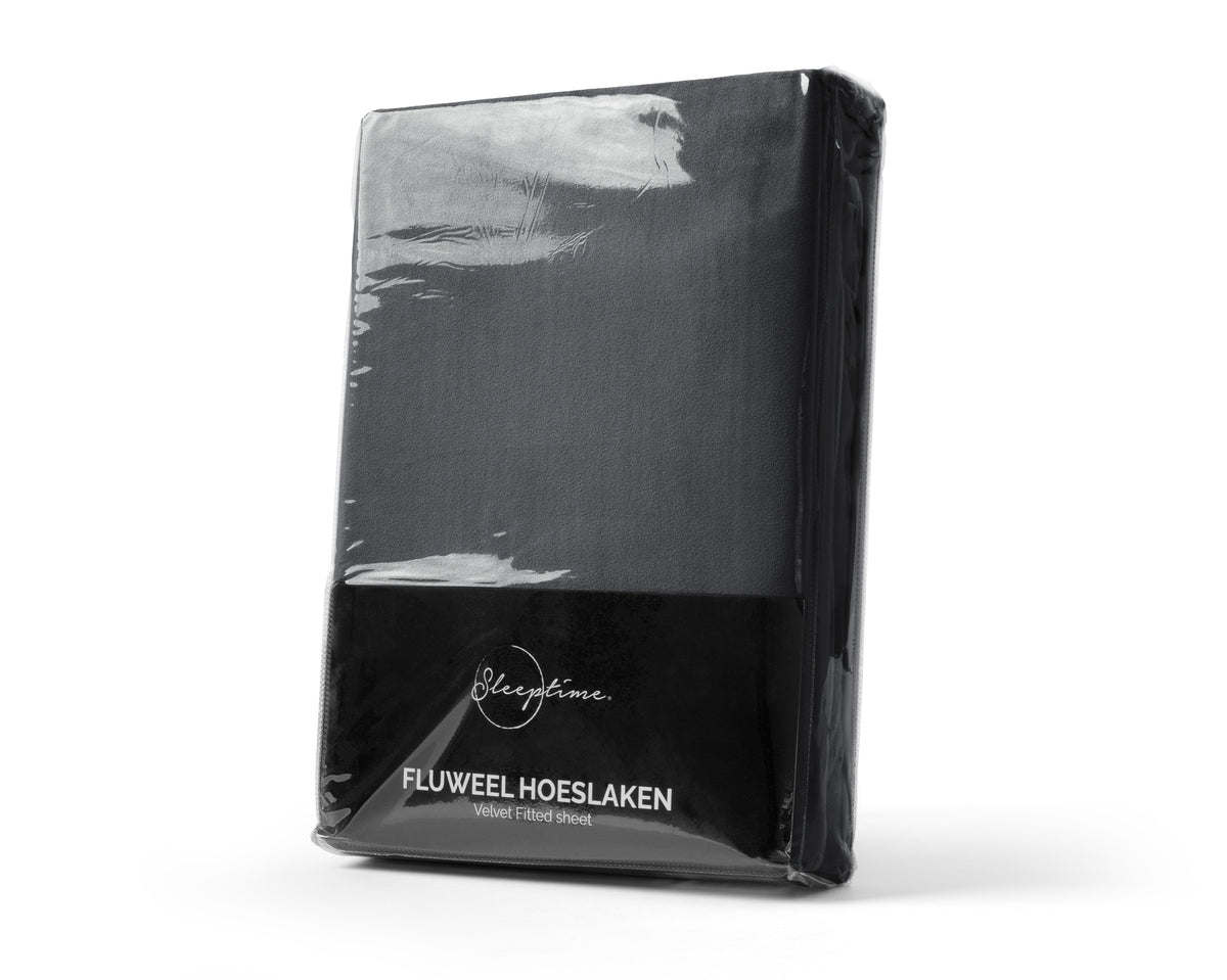Hoeslaken fluweel polyester antraciet 140 x 200 cm, hoekhoogte 30 cm, voor de wasdroger