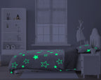 Dekbedovertrek teddy microfleece grijs met glow in the dark sterren 140 x 220 cm, kinderkamer