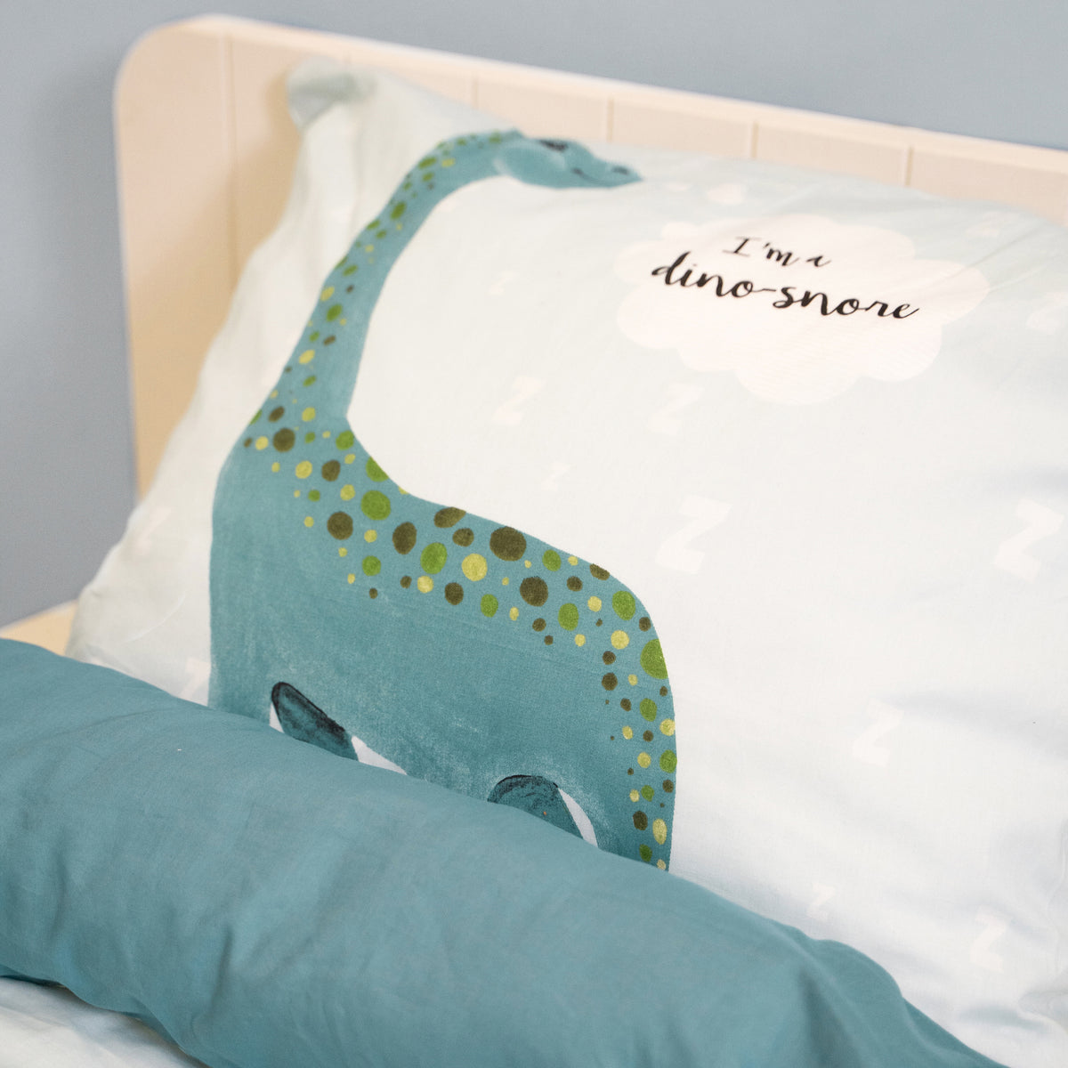 Kinderdekbedovertrek katoen Ranforce blauw dino 140 x 220 cm, met 1 kussensloop 60 x 70 cm