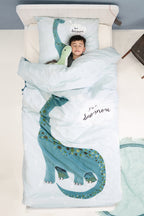 Kinderdekbedovertrek katoen Ranforce blauw dino 140 x 220 cm, met 1 kussensloop 60 x 70 cm