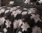 Dekbedovertrek katoen-polyester bloemenprint zwart 240 x 220 cm, met 2 kussenslopen 60 x 70 cm