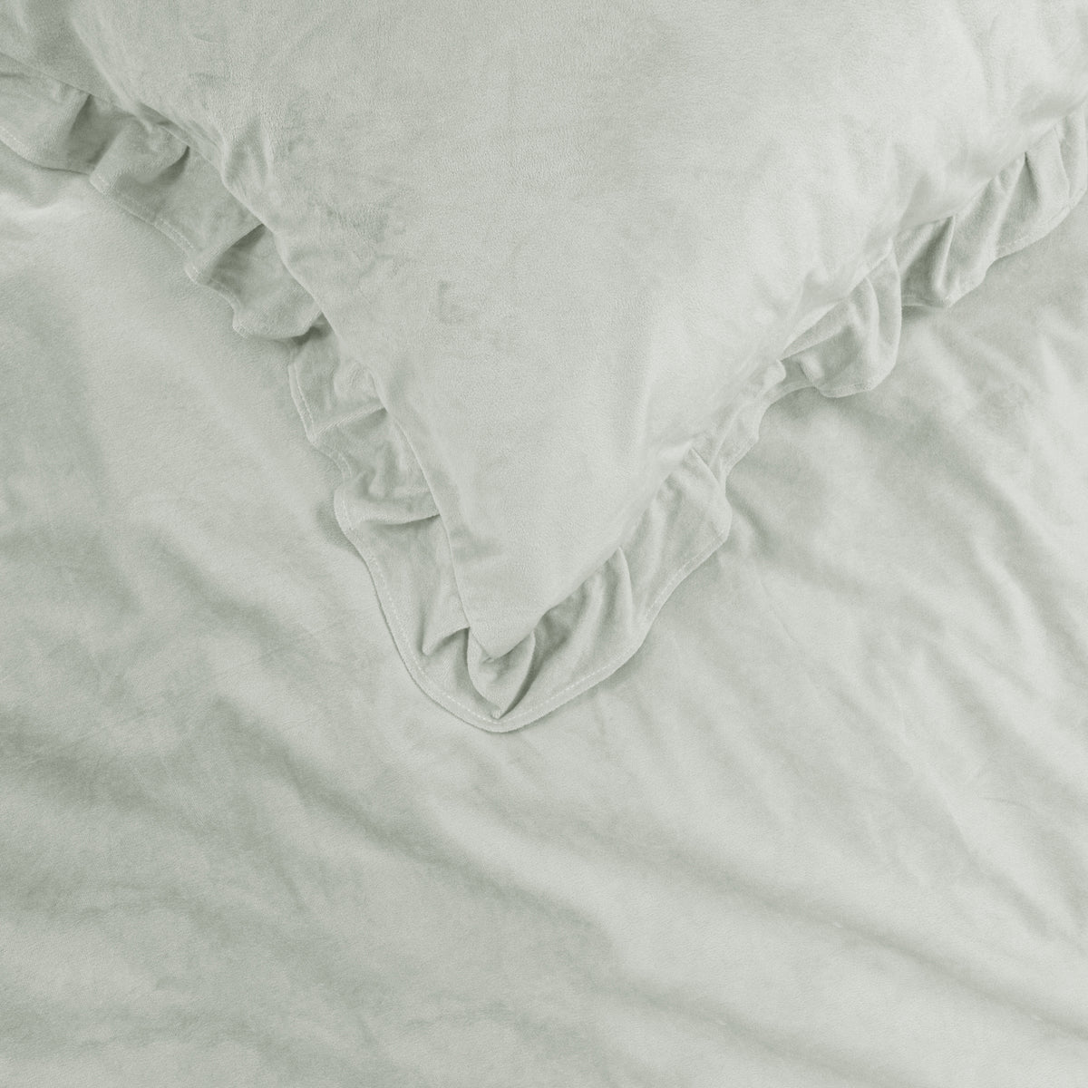 Dekbedovertrek fluweel polyester wit met ruches 200 x 220 cm, met kussenslopen, slaapkamer