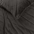 Dekbedovertrek fluweel polyester en microvezel taupe 140 x 220 cm, met kussensloop en drukknopen