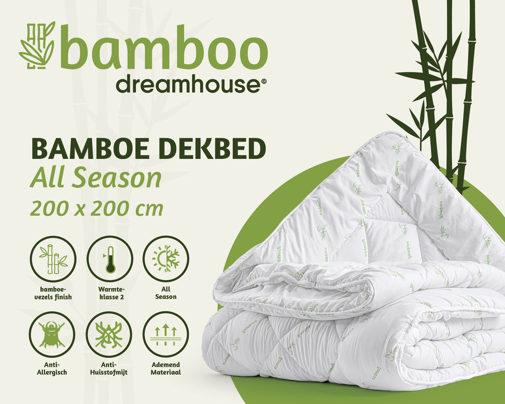 Dekbed polyester bamboe touch wit 200 x 200 cm, warmteklasse 2, holle vezelvulling, antiallergisch