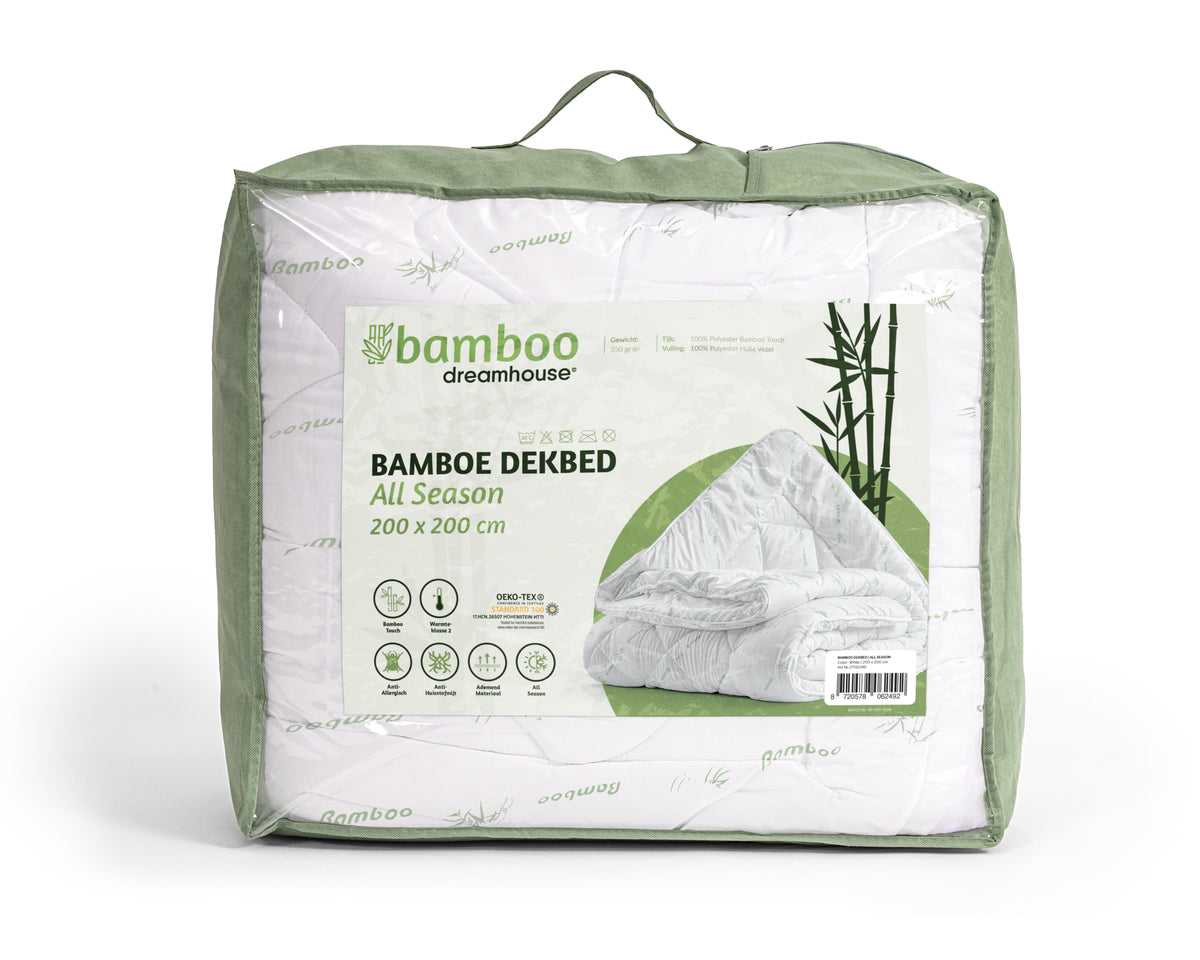 Dekbed polyester bamboe touch wit 200 x 200 cm, warmteklasse 2, holle vezelvulling, antiallergisch