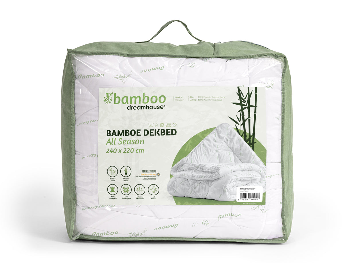 Dekbed polyester bamboe touch wit 240 x 200 cm, holle vezelvulling, warmteklasse 2