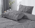 Dekbedovertrek katoen ranforce pintuck grijs 240 x 220 cm, met 2 kussenslopen 60 x 70 cm