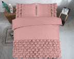 Dekbedovertrek katoen percale ruches roze 140 x 220 cm, met kussenslopen 60 x 70 cm voor de slaapkamer