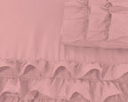 Dekbedovertrek katoen percale ruches roze 140 x 220 cm, met kussenslopen 60 x 70 cm voor de slaapkamer