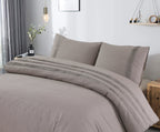 Dekbedovertrek Bali percale katoen taupe 200 x 220 cm, met 2 kussenslopen 60 x 70 cm