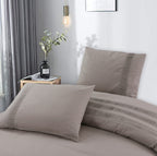Dekbedovertrek Bali percale katoen taupe 200 x 220 cm, met 2 kussenslopen 60 x 70 cm