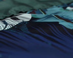 Dekbedovertrek katoensatijn botanisch blauw 200 x 220 cm, met kussenslopen 60 x 70 cm