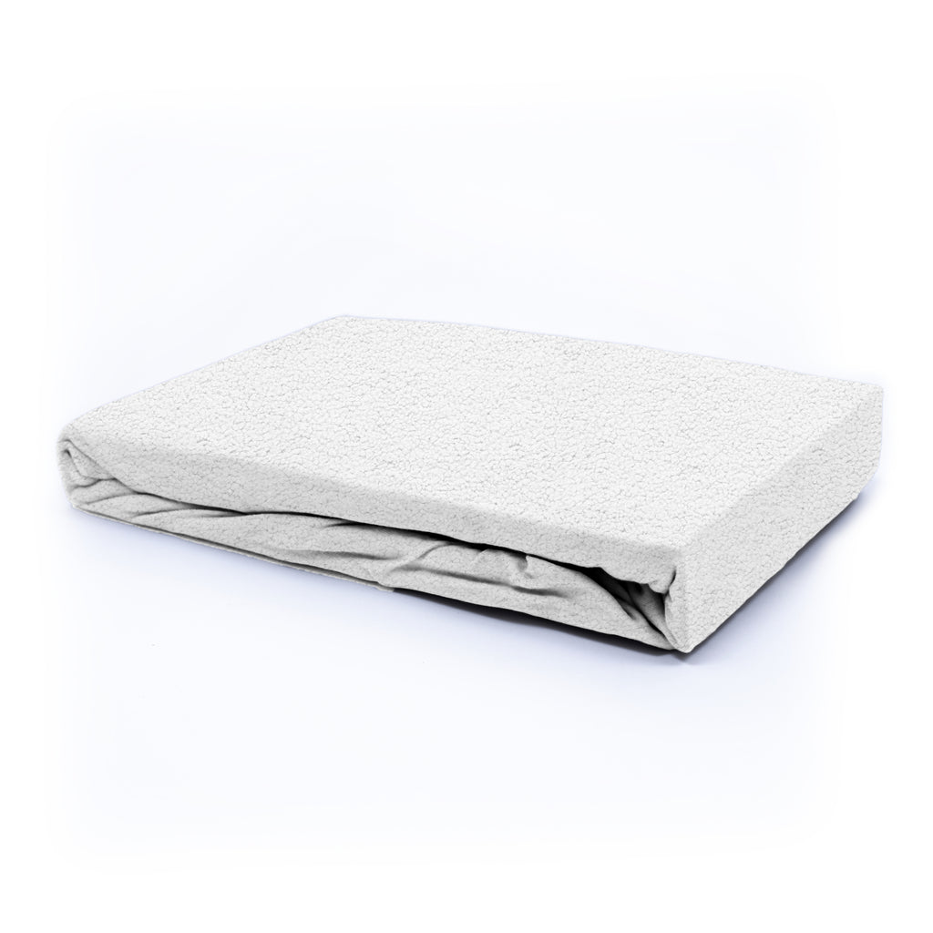 Hoeslaken teddy polyester wit 160 x 200 cm, hoekhoogte 30 cm, voor tweepersoonsbed