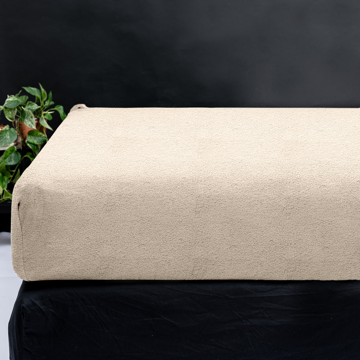 Hoeslaken teddy polyester taupe 140 x 200 cm, hoekhoogte 30 cm, voor tweepersoonsbed