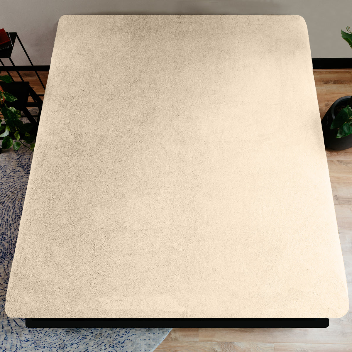 Hoeslaken teddy polyester taupe 140 x 200 cm, hoekhoogte 30 cm, voor tweepersoonsbed