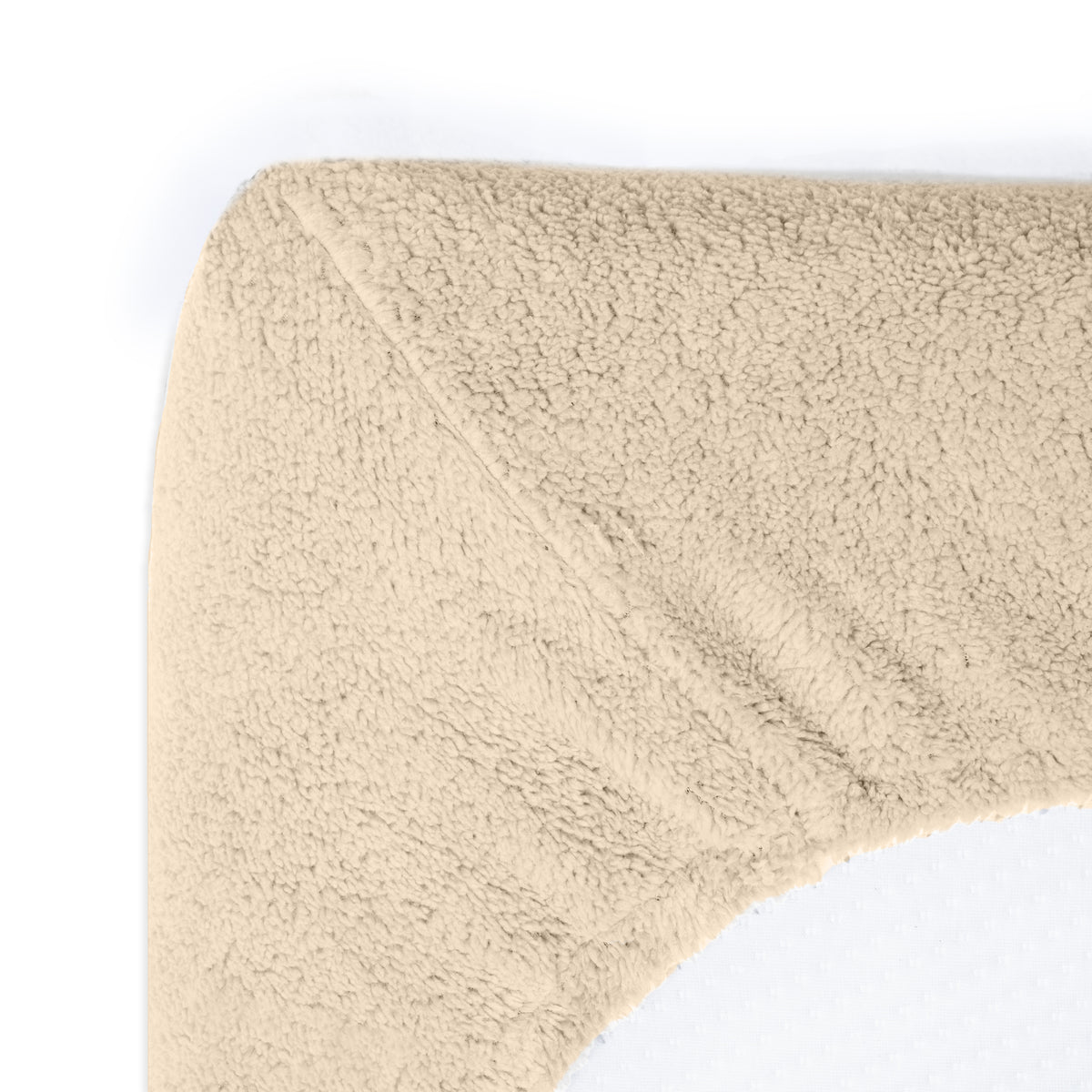 Hoeslaken teddy polyester taupe 160 x 200 cm, hoekhoogte 30 cm, voor tweepersoonsbed