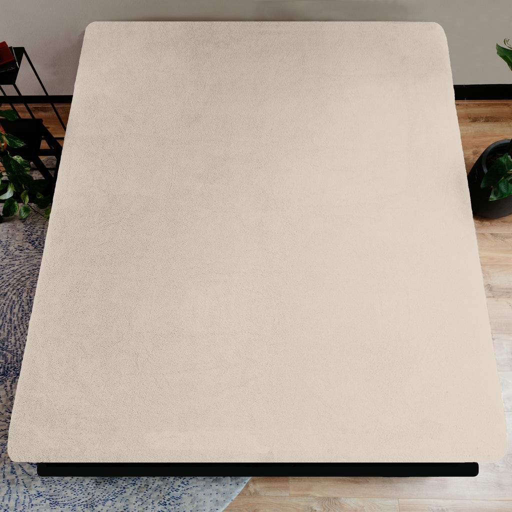 Hoeslaken teddy polyester crème 180 x 200 cm, hoekhoogte 30 cm, voor de slaapkamer