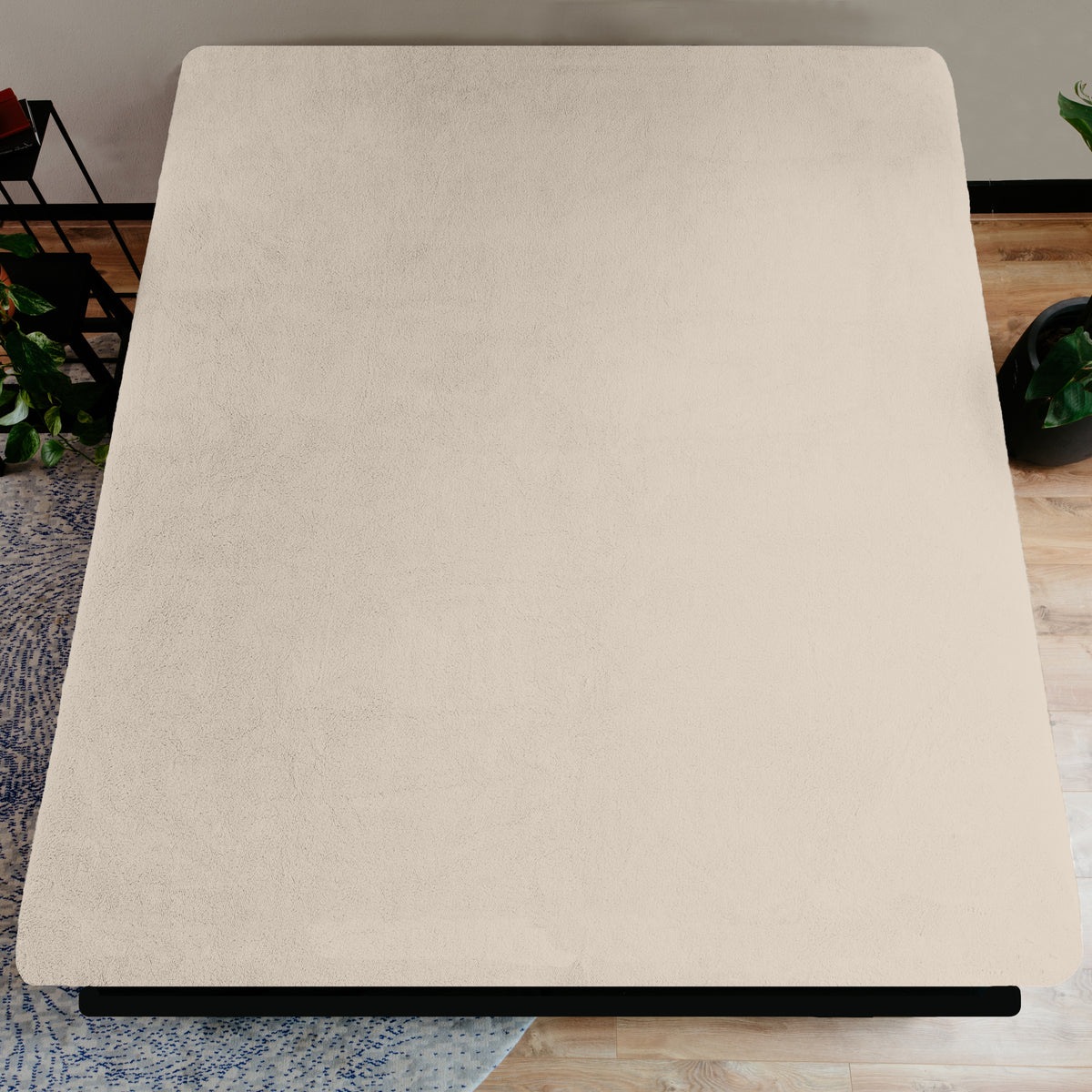 Hoeslaken teddy polyester crème 180 x 200 cm, hoekhoogte 30 cm, voor de slaapkamer