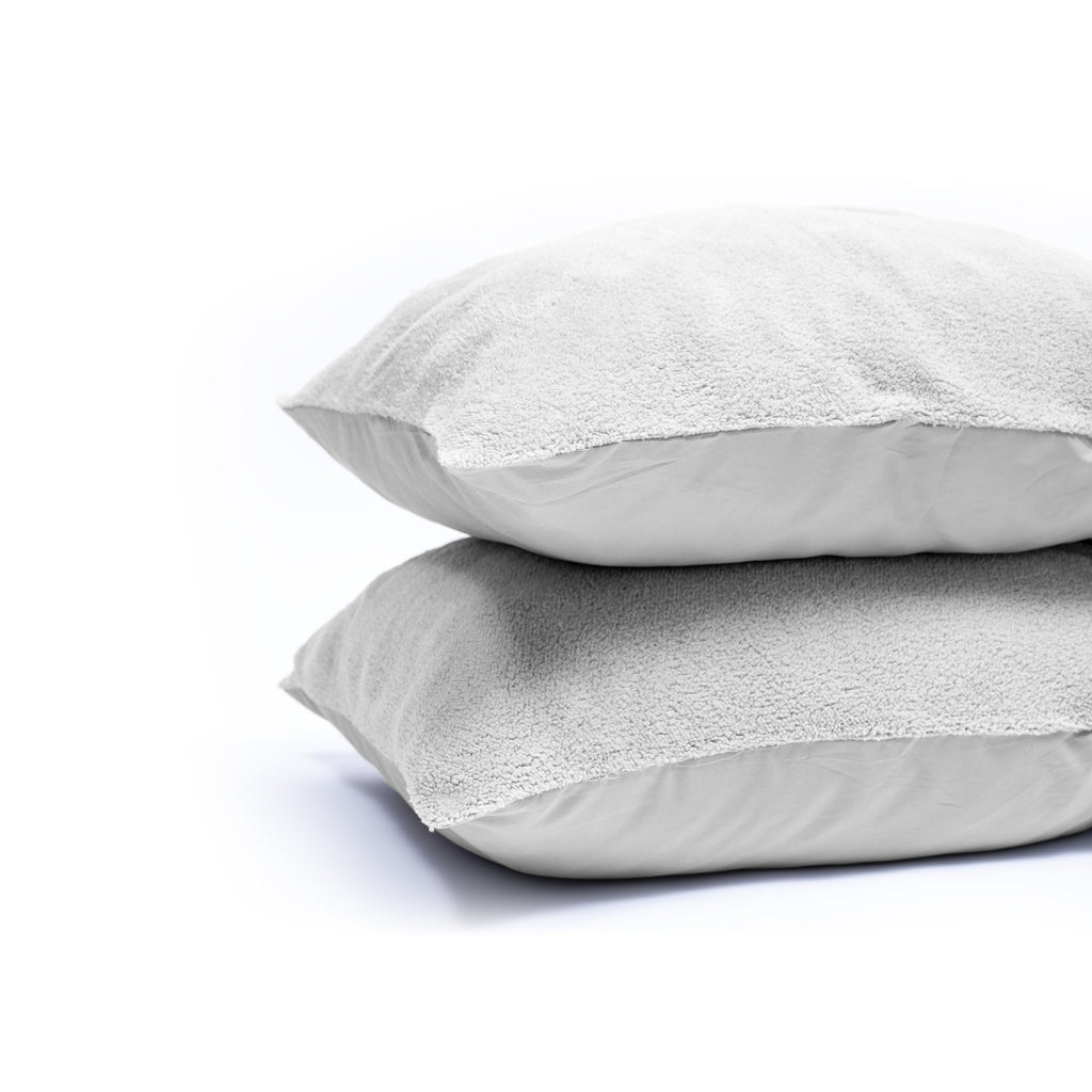 Kussenslopen teddy polyester grijs 60 x 70 cm, set van 2 met envelopsluiting voor de slaapkamer