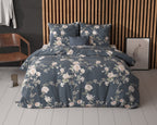 Dekbedovertrek katoen-polyester Eloise bloemenprint indigo 200 x 200/220 cm, met 2 kussenslopen