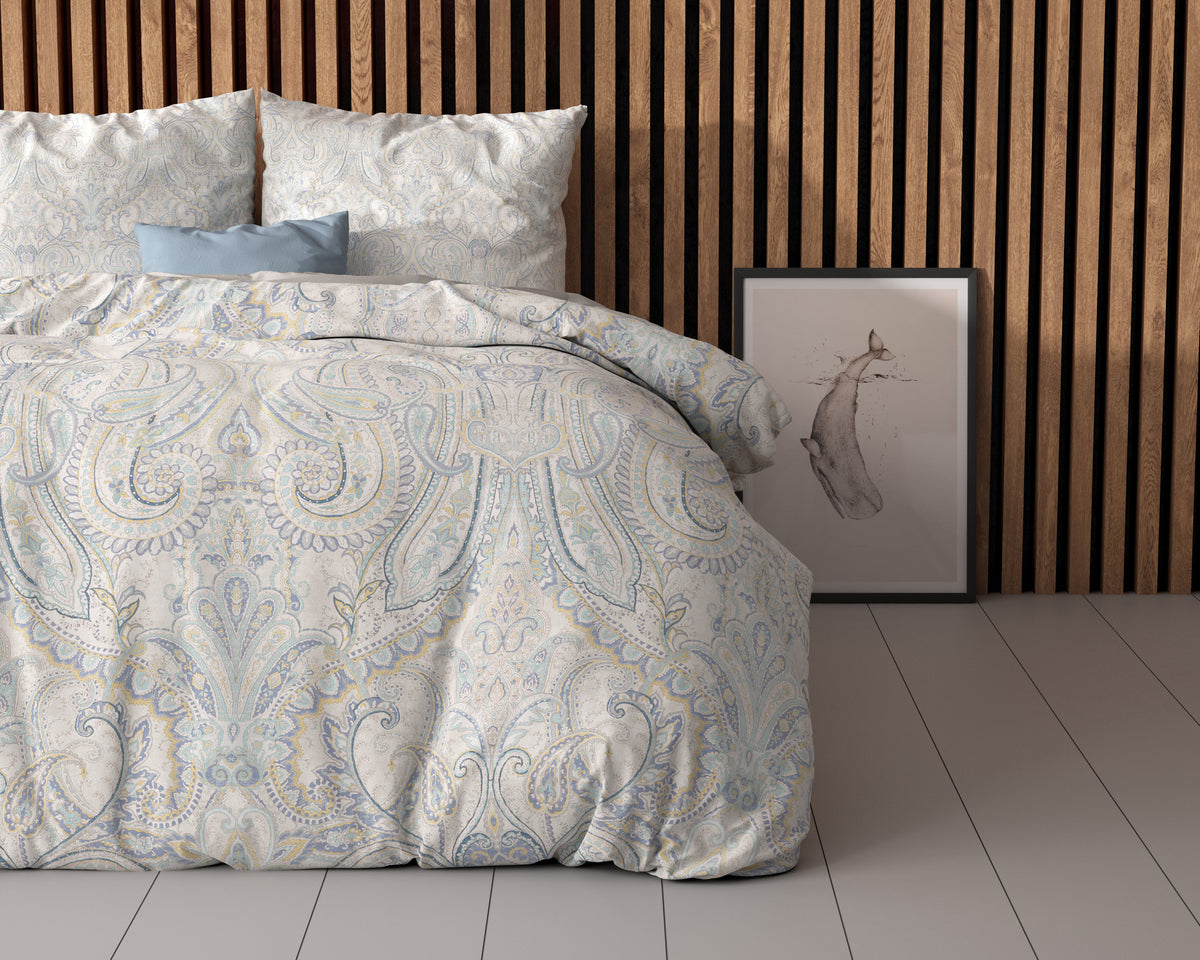 Dekbedovertrek microvezel Cherine grijs paisley 240 x 220 cm, met 2 kussenslopen 60 x 70 cm